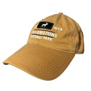 Yellowstone National Park Tan/Gold Ball Cap Adjustable Baseball Hat Moose
